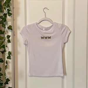 White butterfly tee